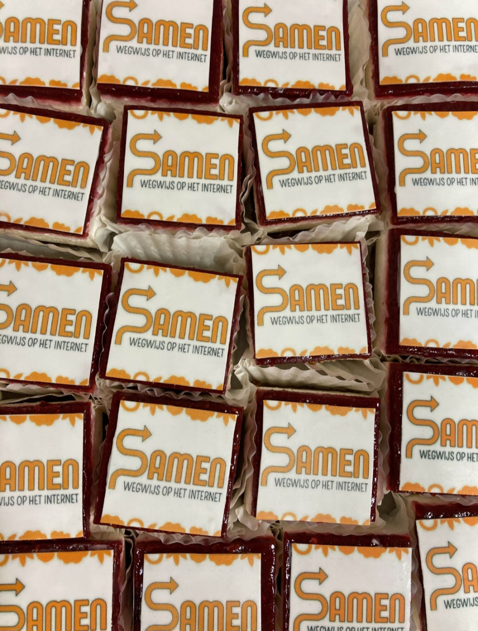 Taartjes met logo Samen wegwijs op internet